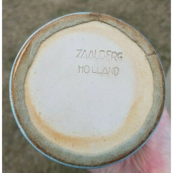 Zaalberg Holland Cylinder Vase Vintage mid century modern MCM Meindert Blue Tan - Picture 7 of 9